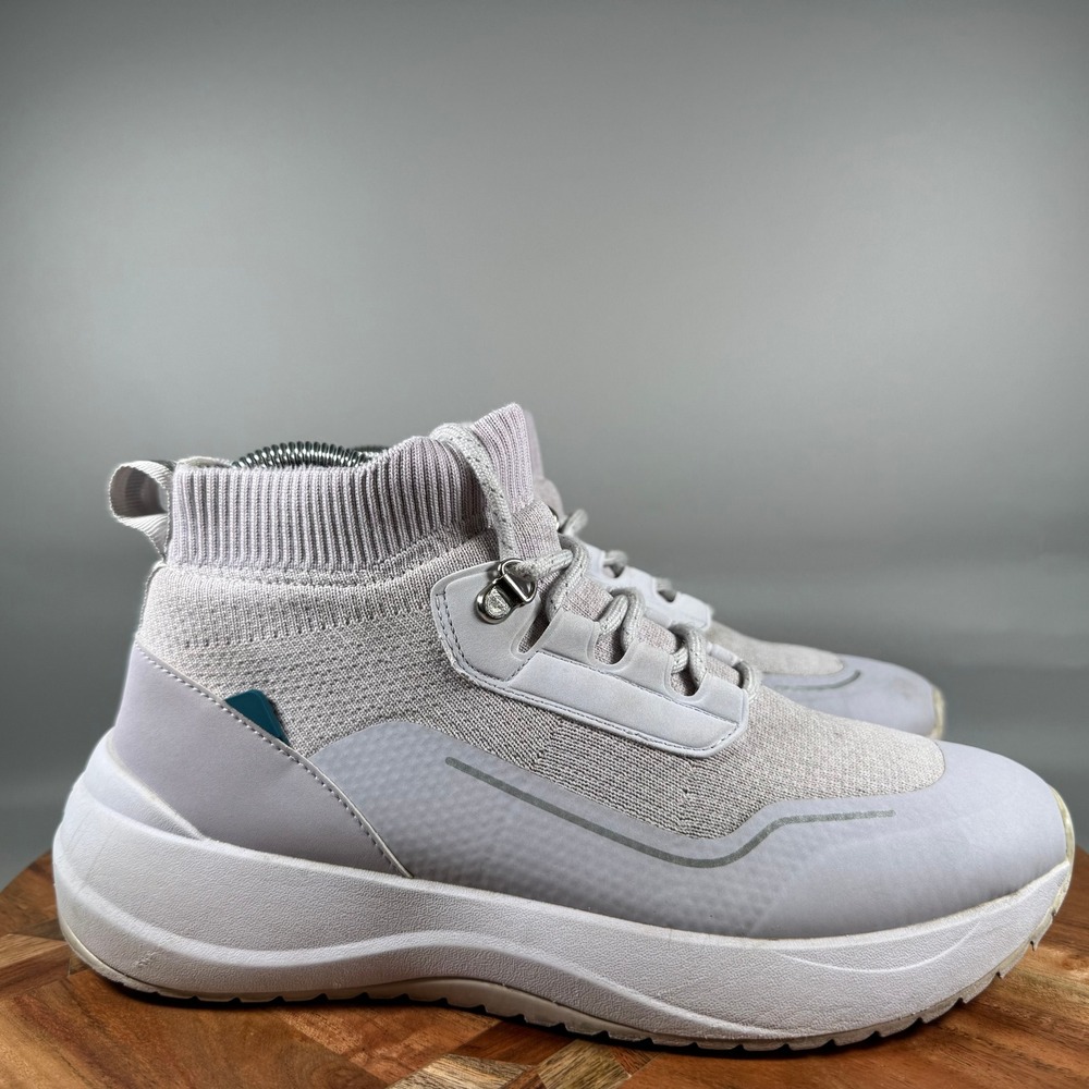 Vessi Cloudburst Women 8 Grey Lavender Waterproof High Top Knit Sneakers
